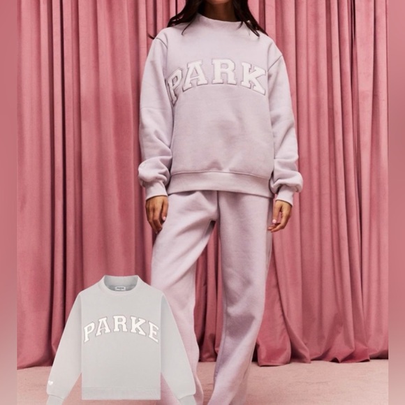 Parke Tops - 💜RARE💜 PARKE 2026 Valentines Varsity Mockneck Lavender+White size small medium